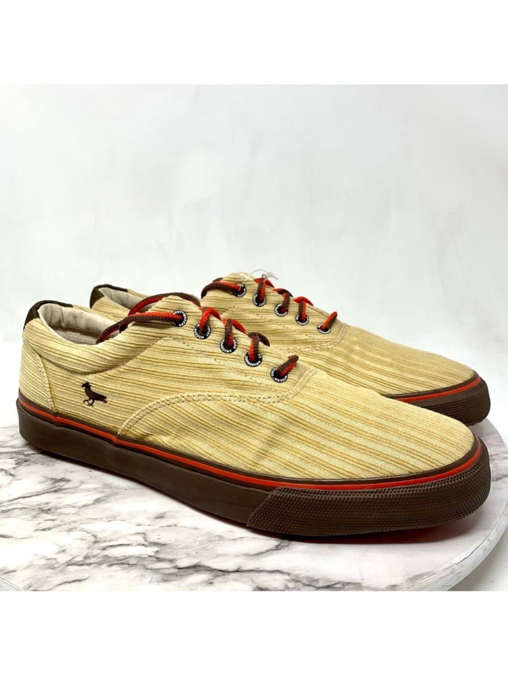 LE Modern Amusement+Sperry Wide Wale Tan Corduroy Low Top Sneakers 12 MNS Preppy